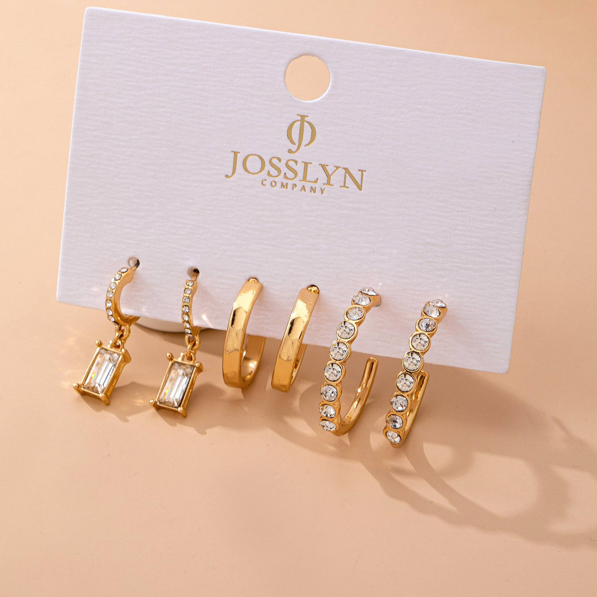 Crystal Accented Gold Hoop Earring