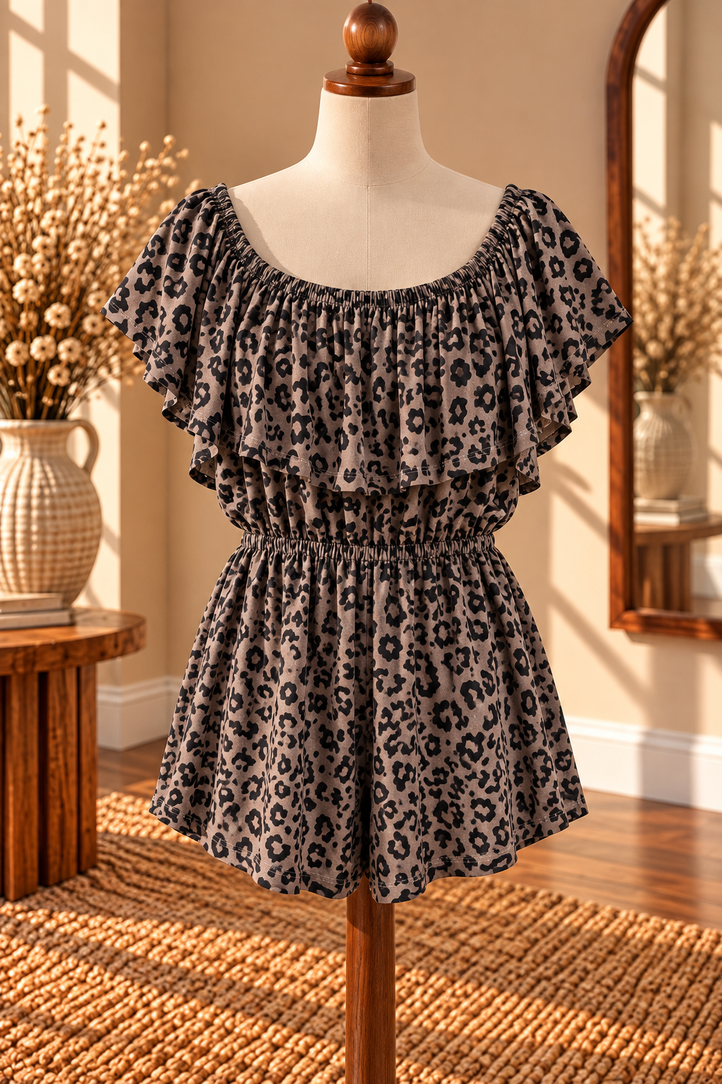 Gray Cheetah Romper