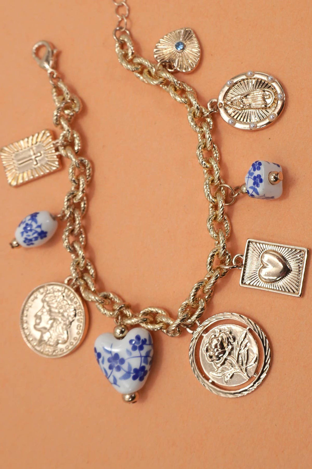 BLUE CERAMIC CHARM BRACELET