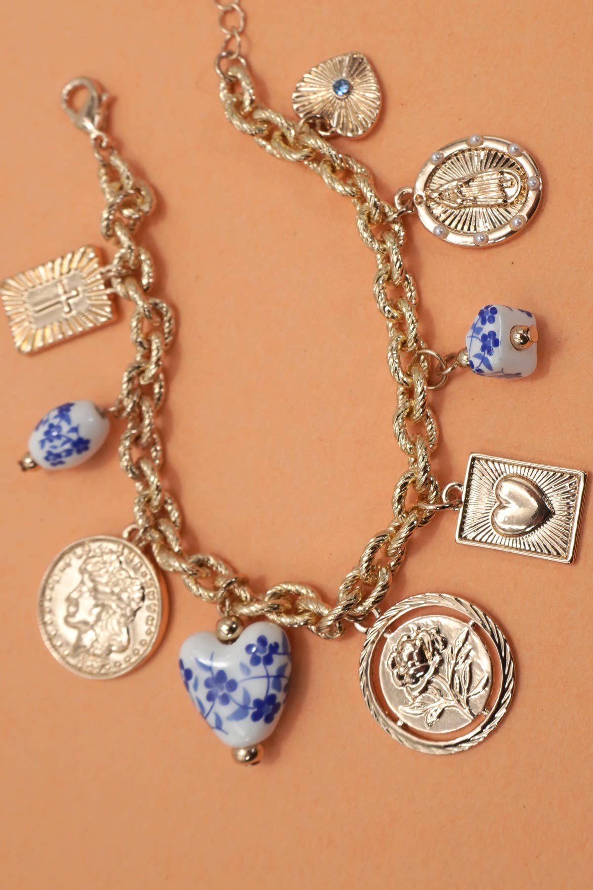BLUE CERAMIC CHARM BRACELET