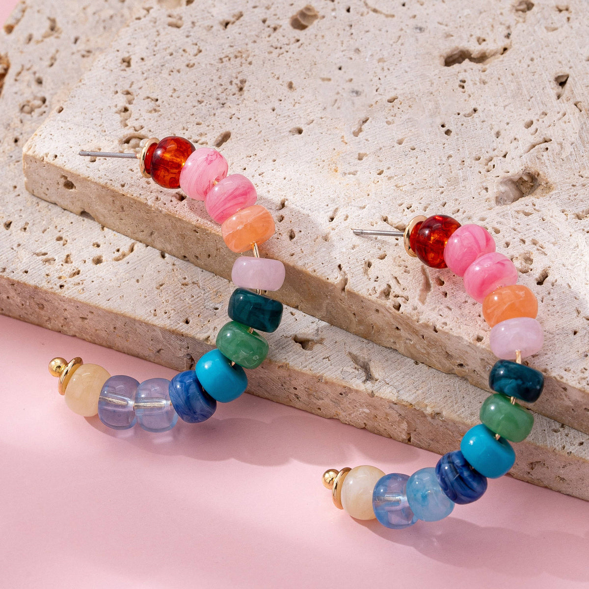 NATURAL STONE Hoop Earrings