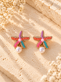 Beaded Pearl Stud Starfish