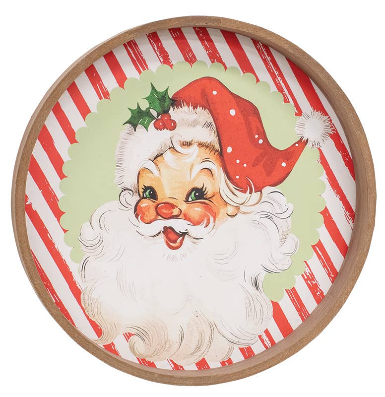 Nostalgic Santa Round Wooden Tray