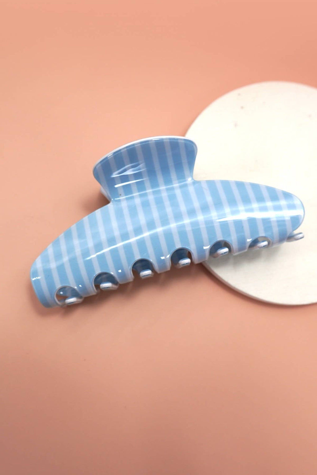 JUMBO STRIPE PLAID OVAL HAIR CLAW CLIP