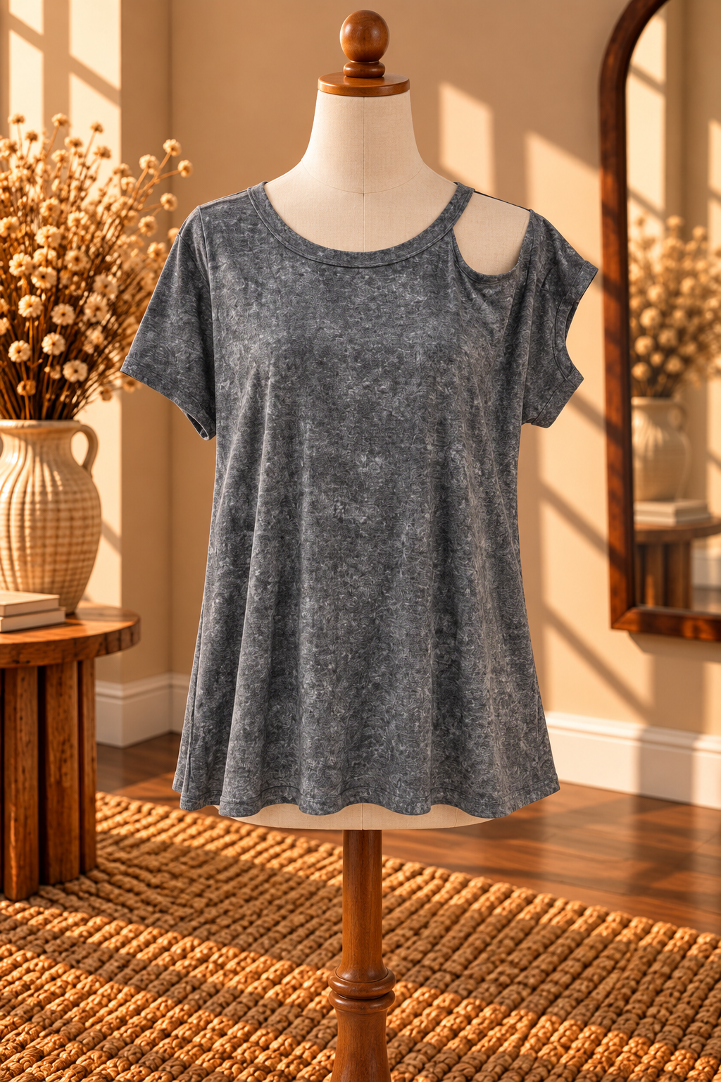 Charcoal Cold Shoulder Tee