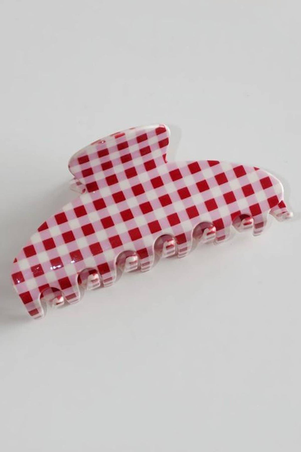 JUMBO STRIPE PLAID OVAL HAIR CLAW CLIP