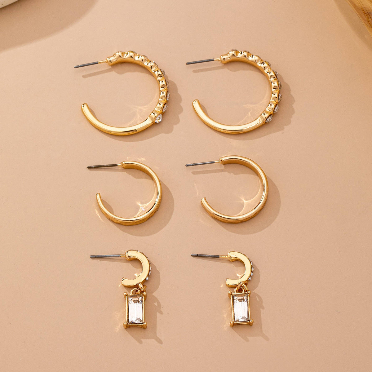 Crystal Accented Gold Hoop Earring