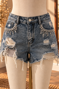 Jeweled Denim Shorts
