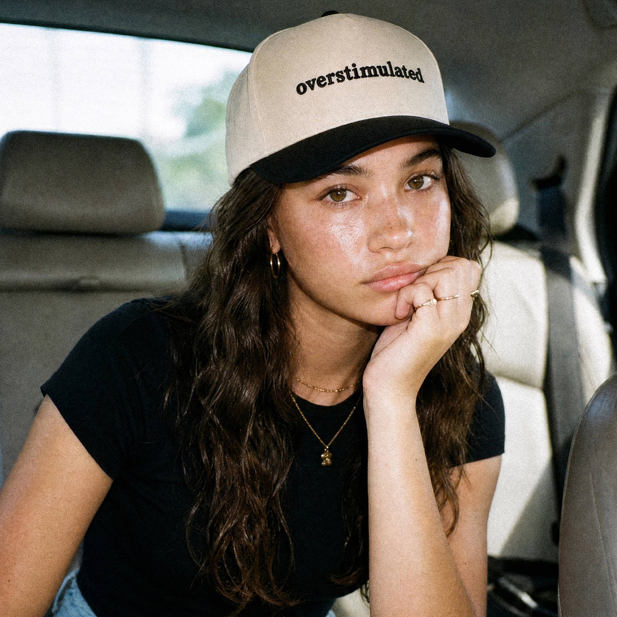 OVERSTIMULATED Embroidered Two Tone Trucker Hat