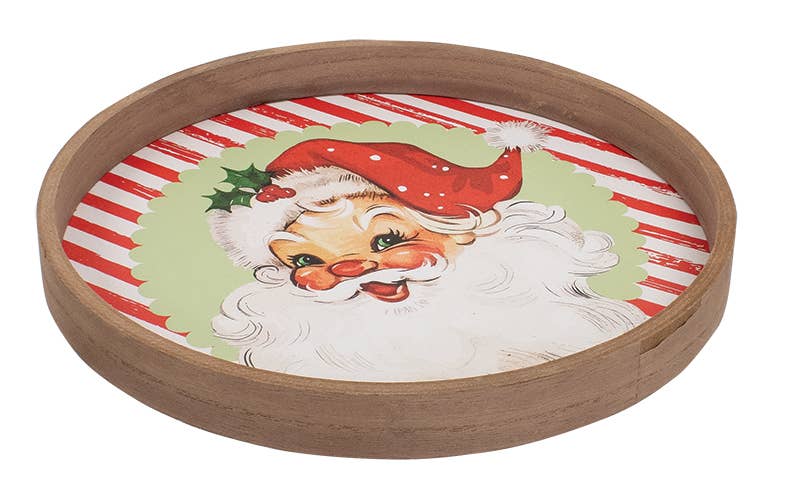 Nostalgic Santa Round Wooden Tray