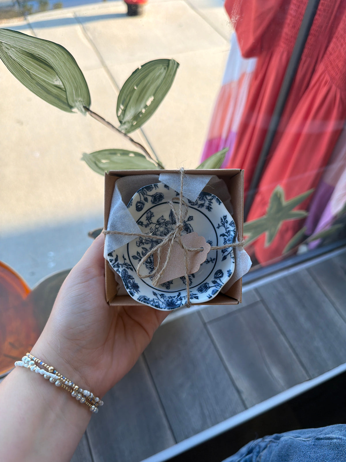 Blue ceramic jewelry bowl