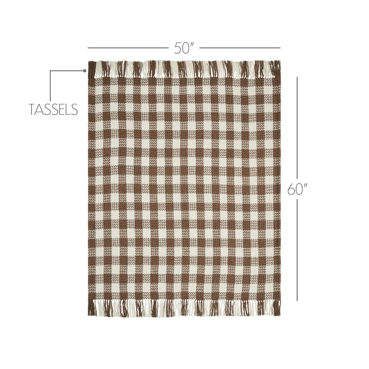 Cocoa Brown Heritage Check Throw Blanket with Fringe