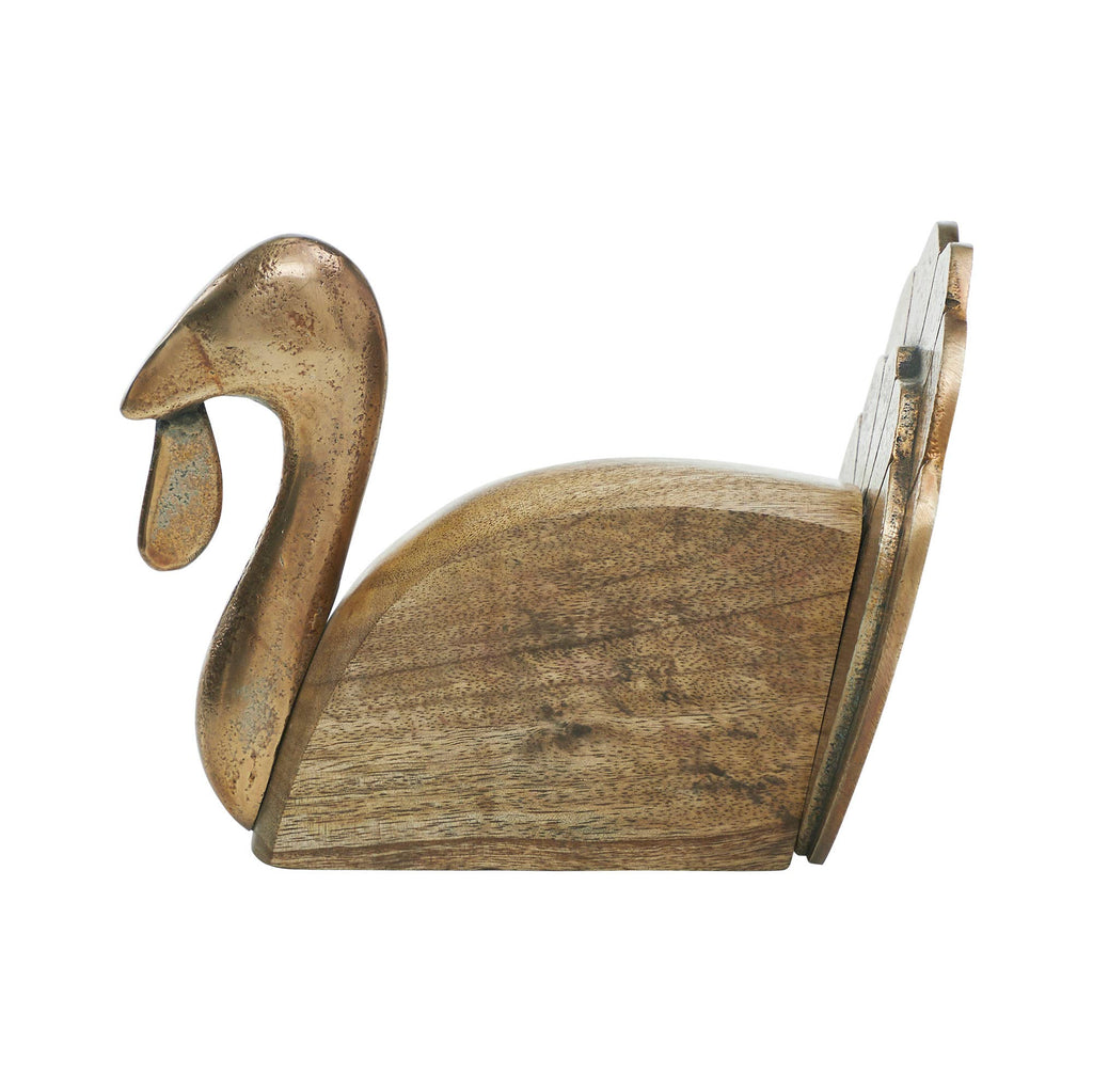 Wooden Turkey w/ Burnished Gold Rustic Fall Decor