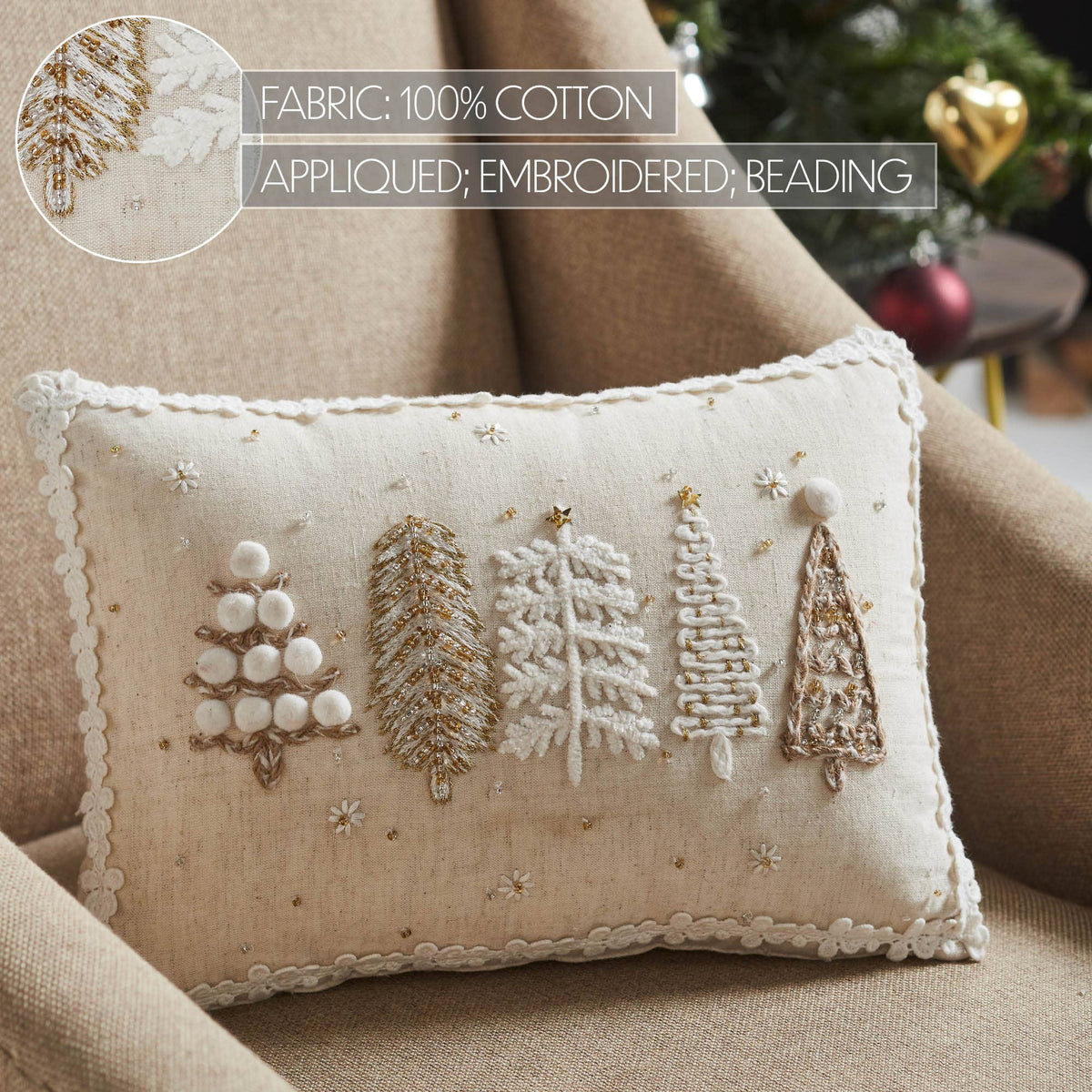 5 Christmas Trees White Throw Pillow