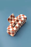 JUMBO RESIN CHECKER HAIR CLAW CLIP