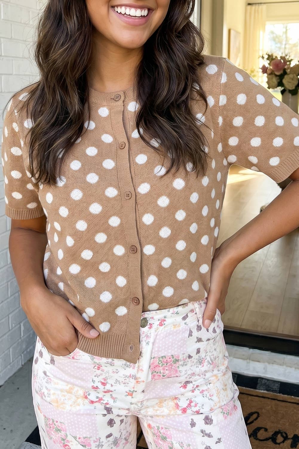 Latte Dot Cardigan