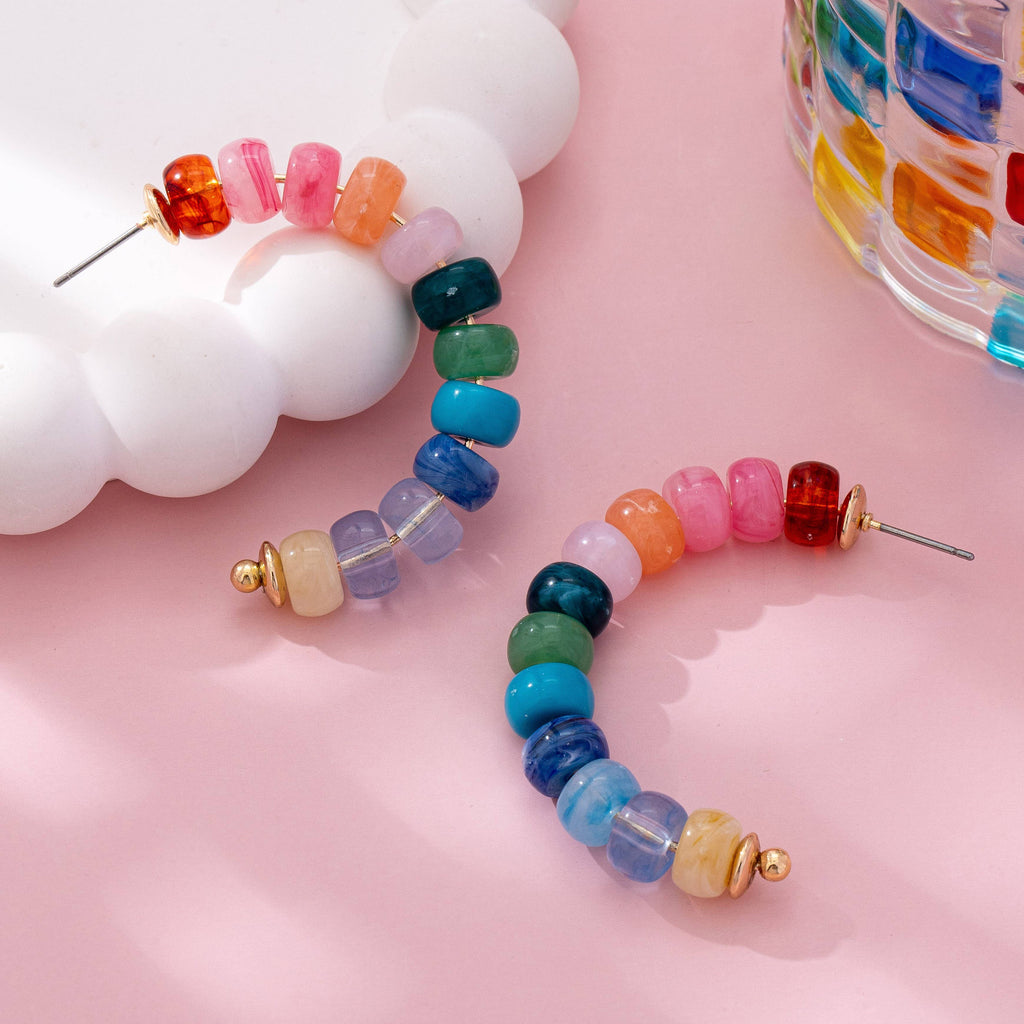 NATURAL STONE Hoop Earrings