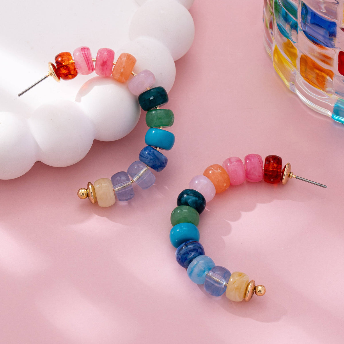 NATURAL STONE Hoop Earrings