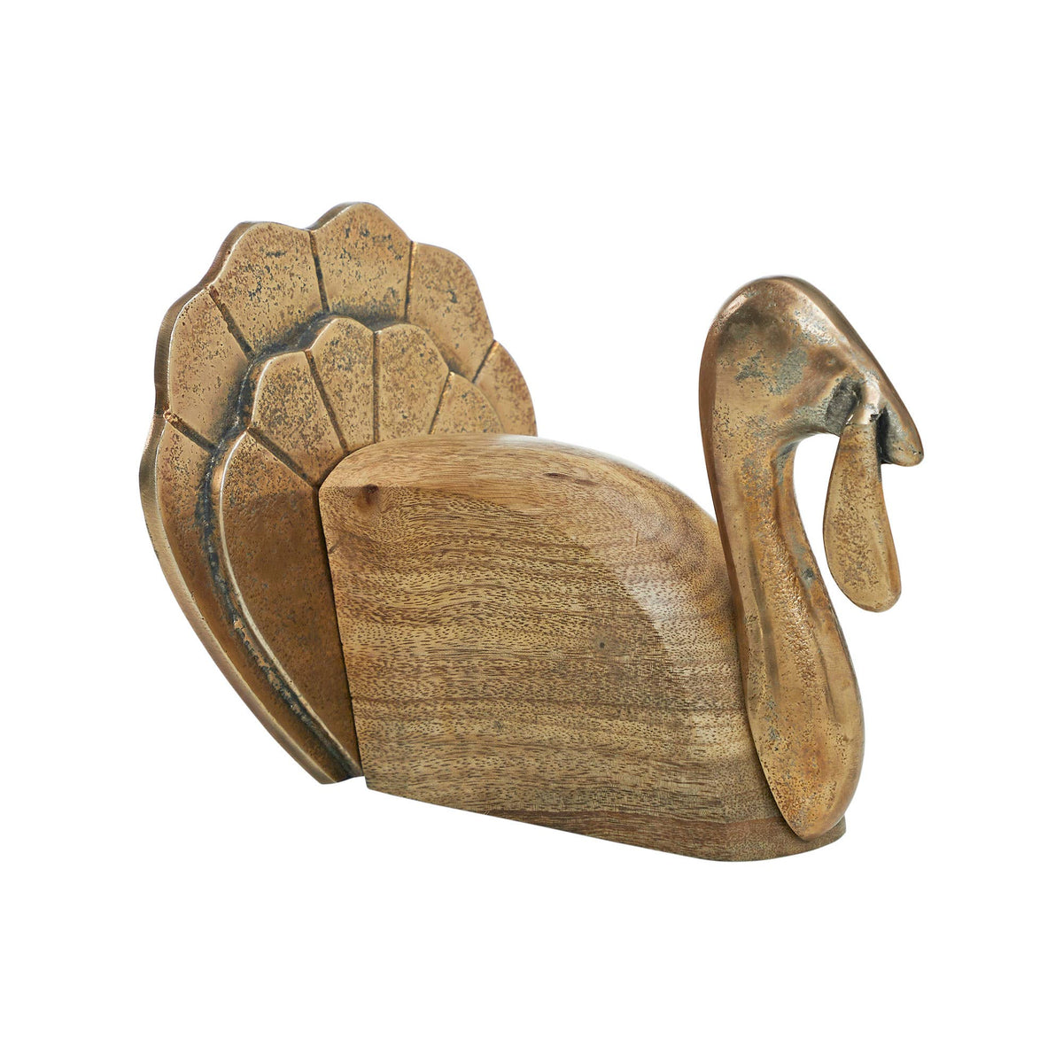 Wooden Turkey w/ Burnished Gold Rustic Fall Decor