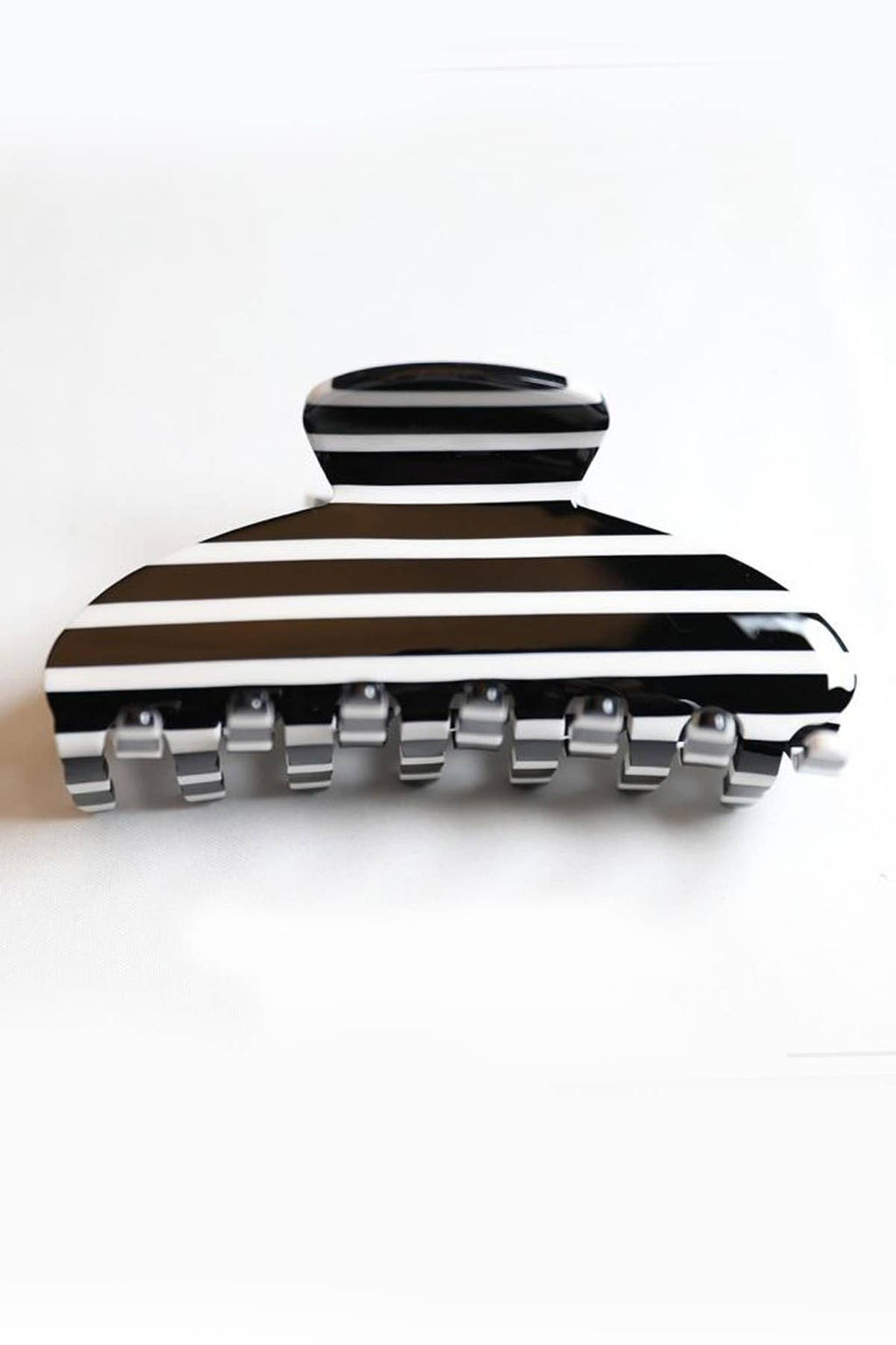 JUMBO STRIPE PLAID OVAL HAIR CLAW CLIP