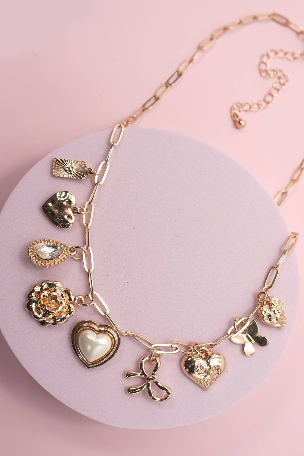 CHARM NECKLACE-BOW HEART