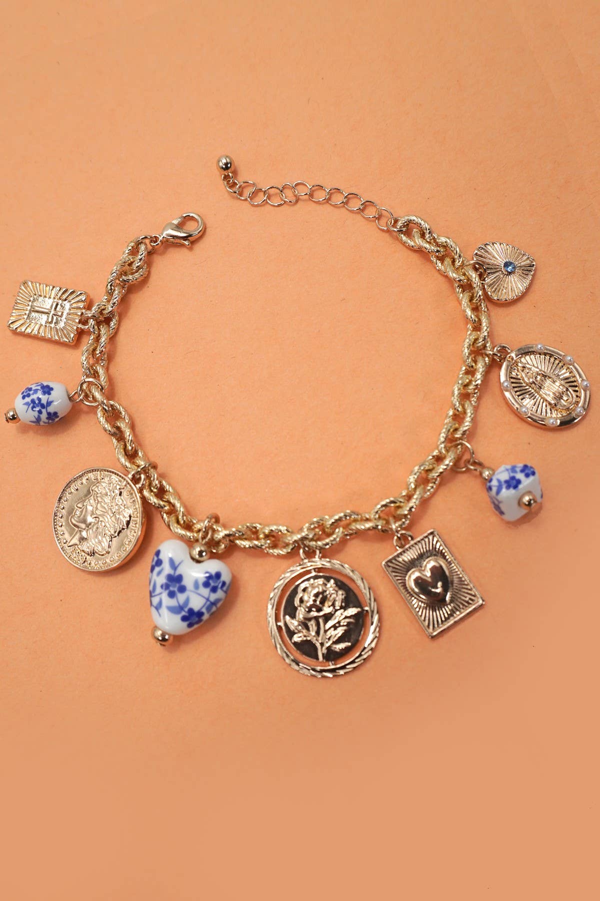 BLUE CERAMIC CHARM BRACELET
