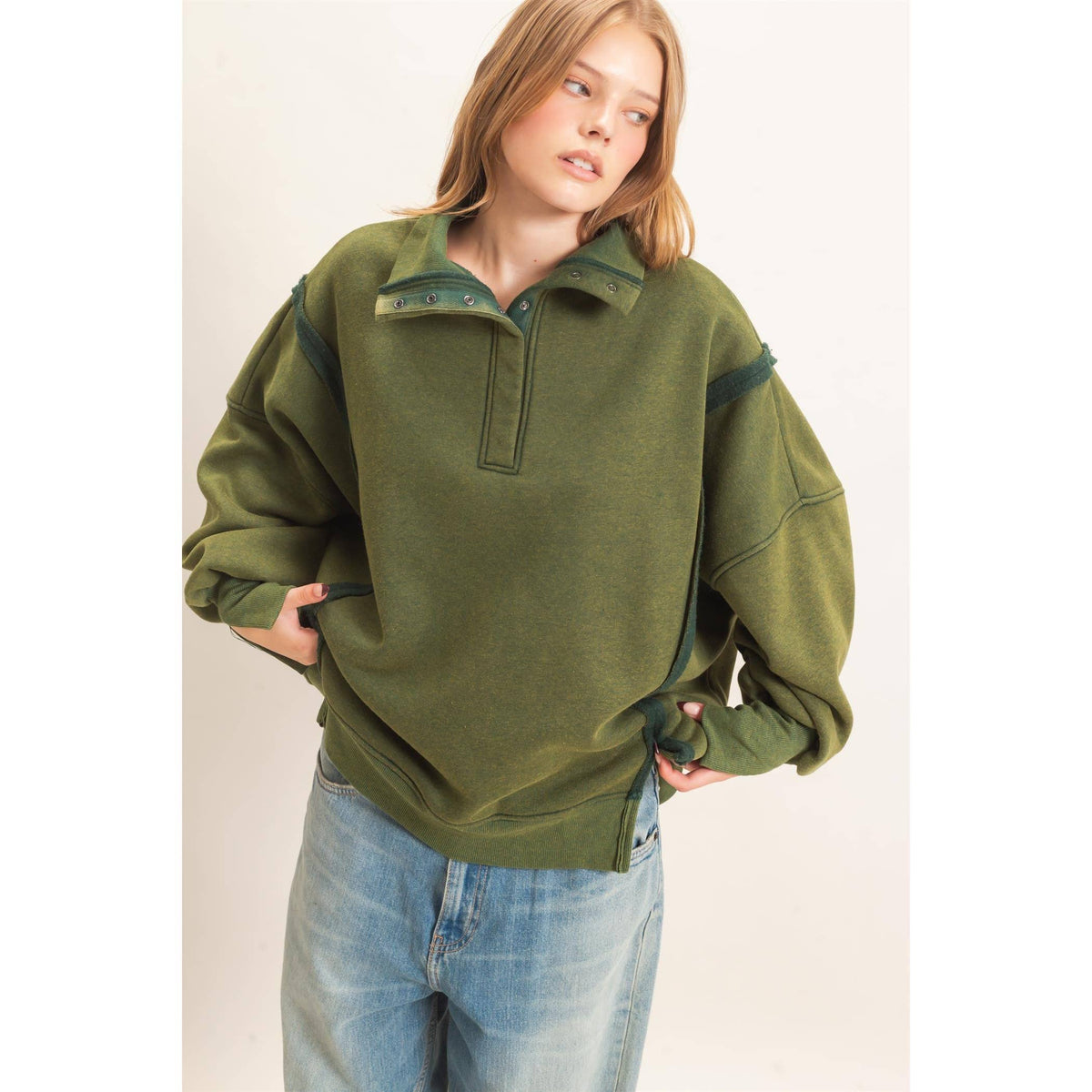Faded Favorite Snap Collar Pullover