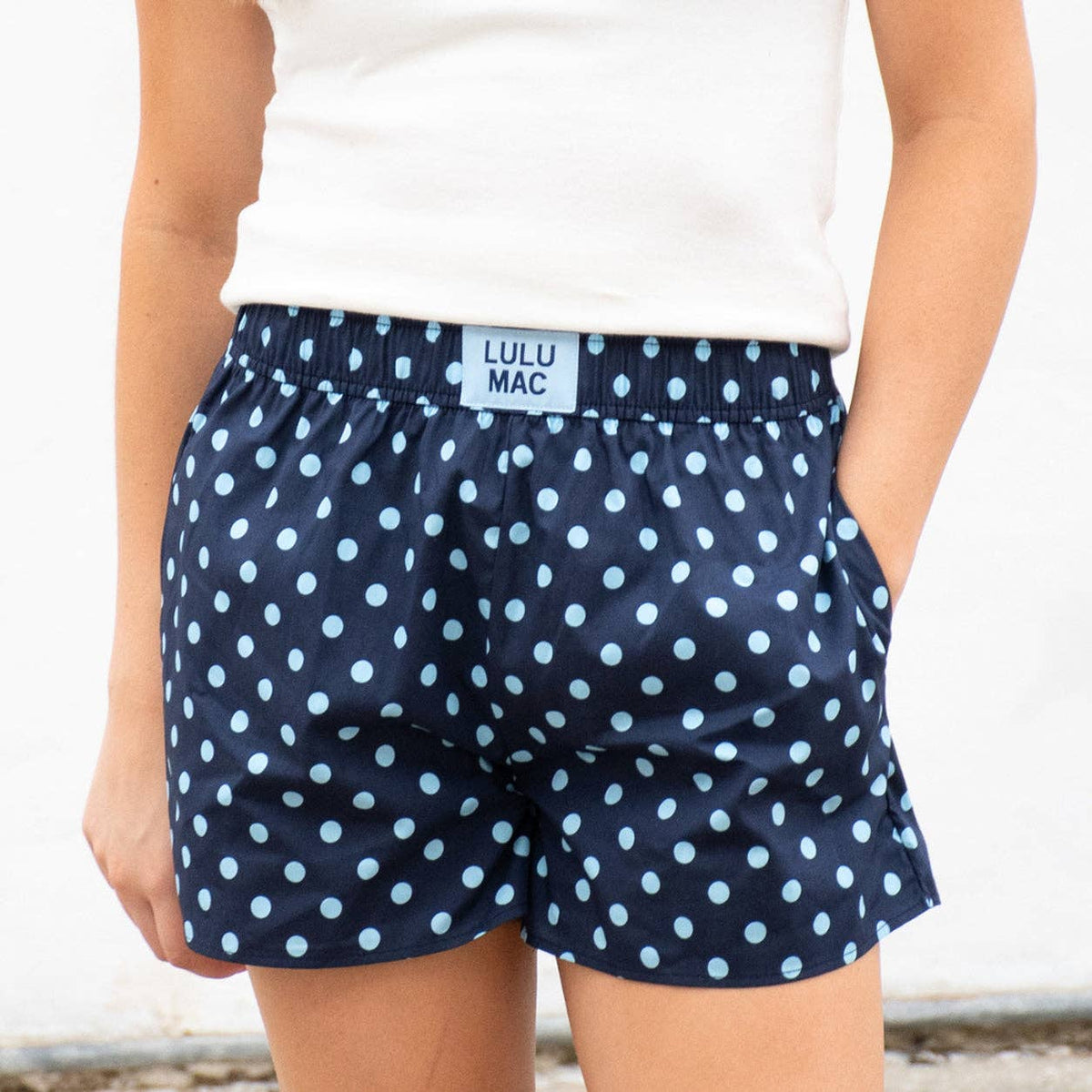 LULU MAC NAVY/LIGHT BLUE DOT BOXER SHORT