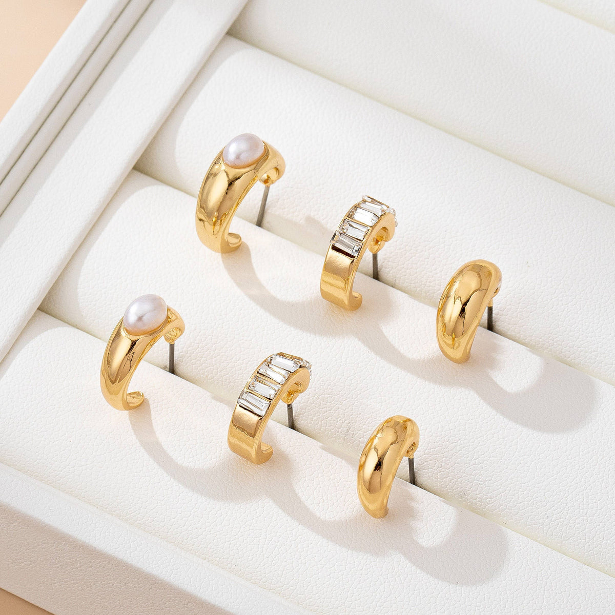 Pearl & Baguette Huggie Hoops