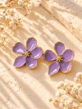 Large Purple Flower Earring