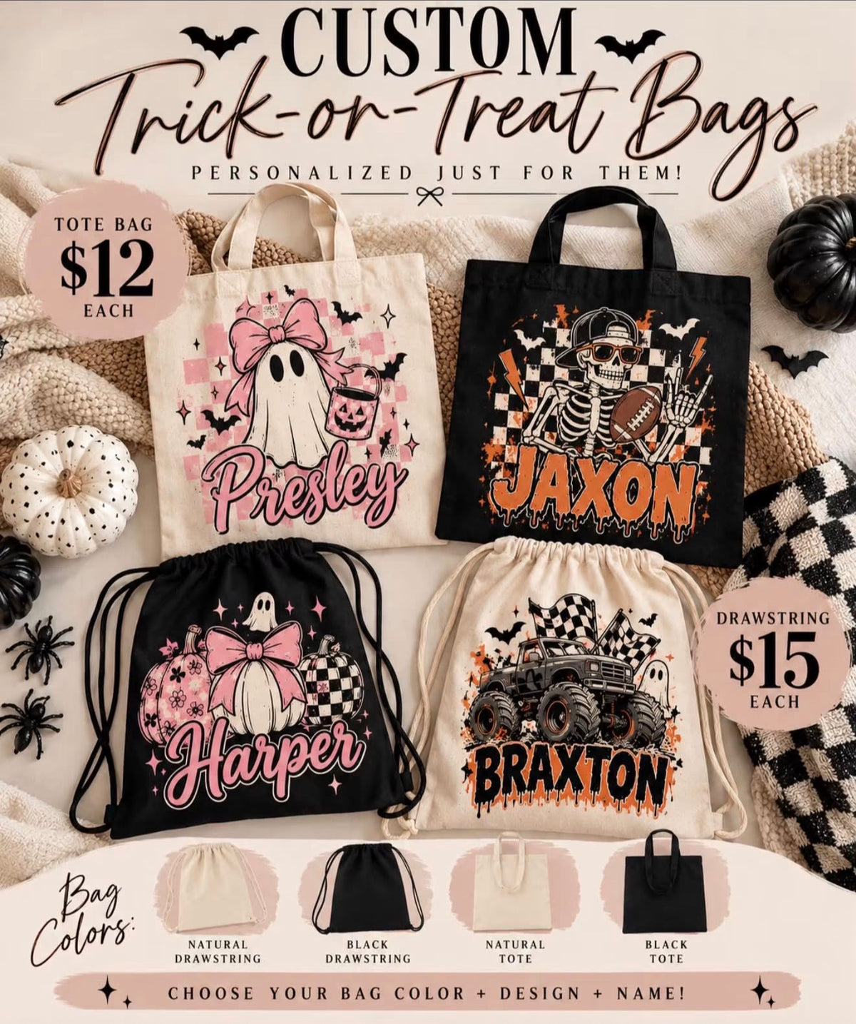 Custom Halloween Trick -or- Treat Bags