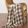 Cocoa Brown Heritage Check Throw Blanket with Fringe