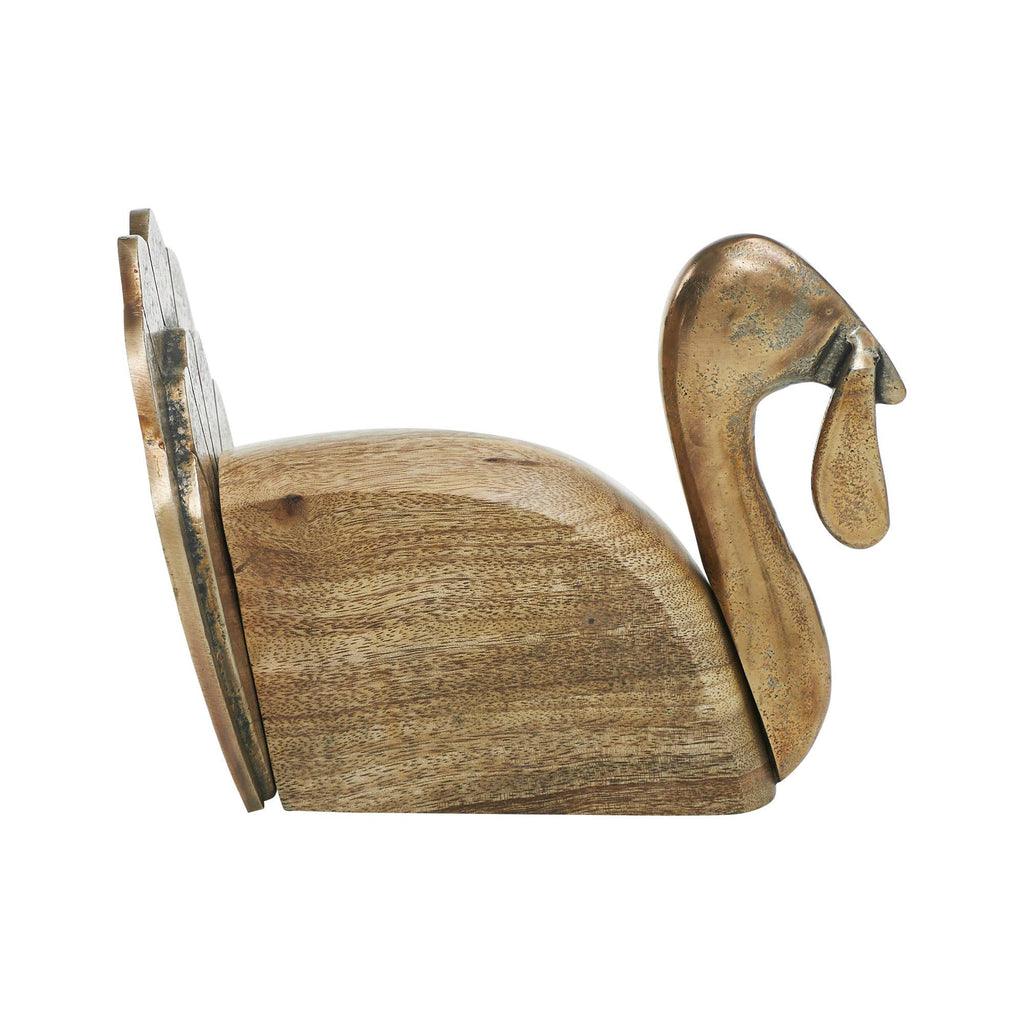Wooden Turkey w/ Burnished Gold Rustic Fall Decor