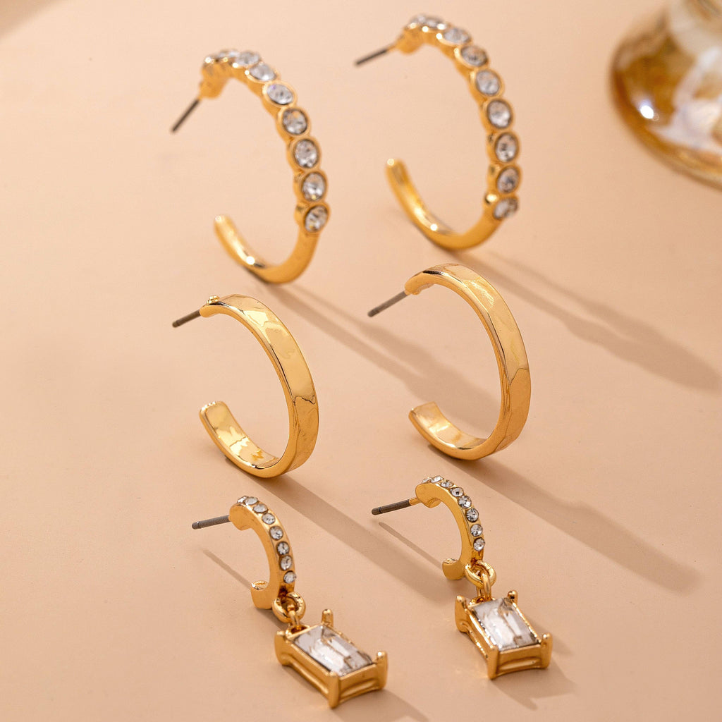 Crystal Accented Gold Hoop Earring