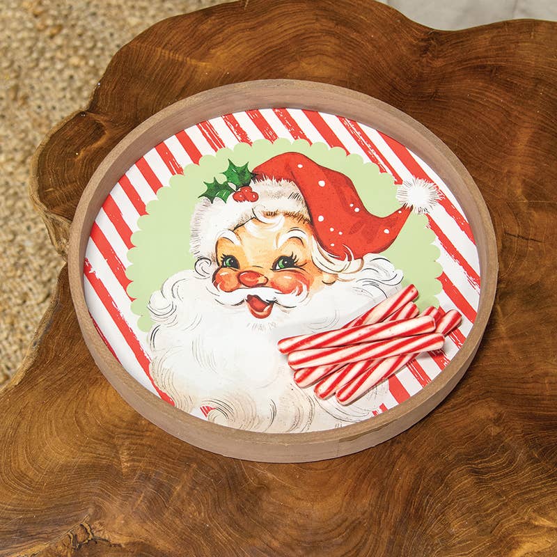 Nostalgic Santa Round Wooden Tray