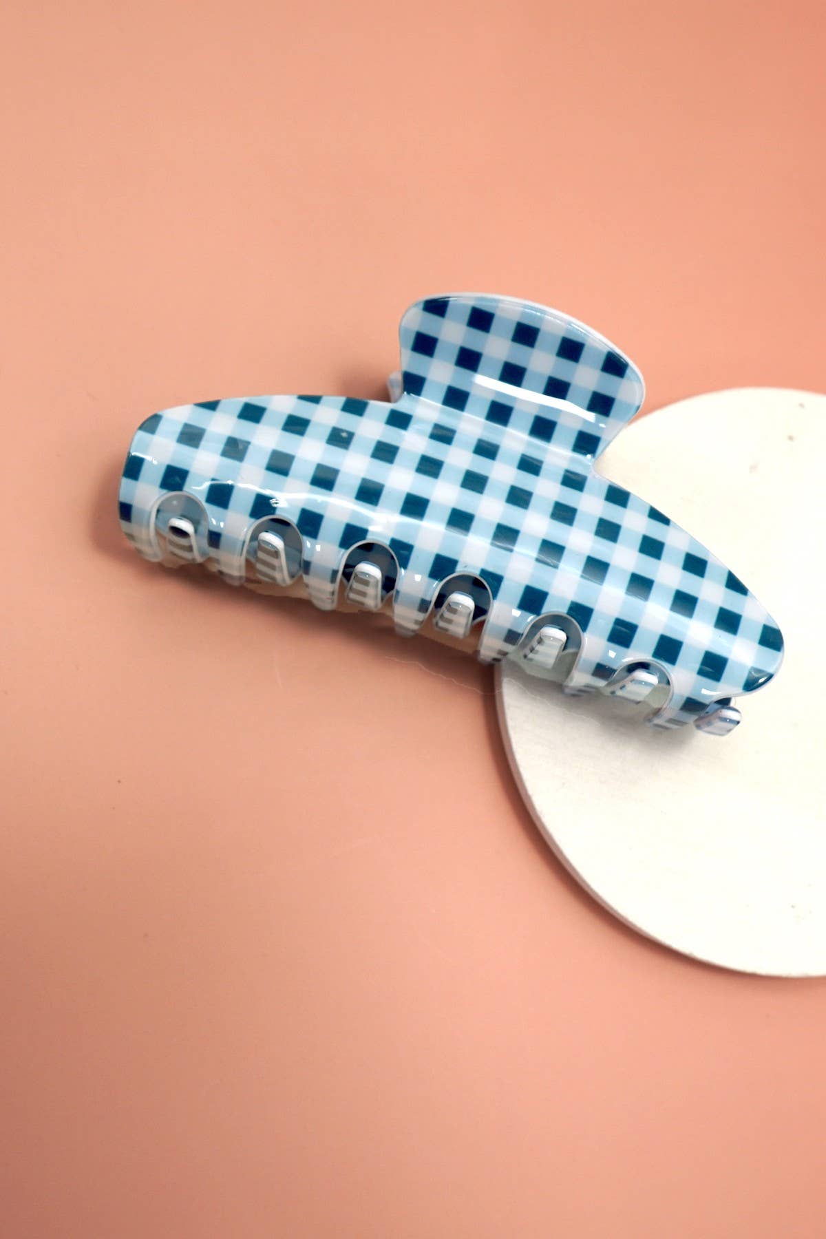 JUMBO STRIPE PLAID OVAL HAIR CLAW CLIP