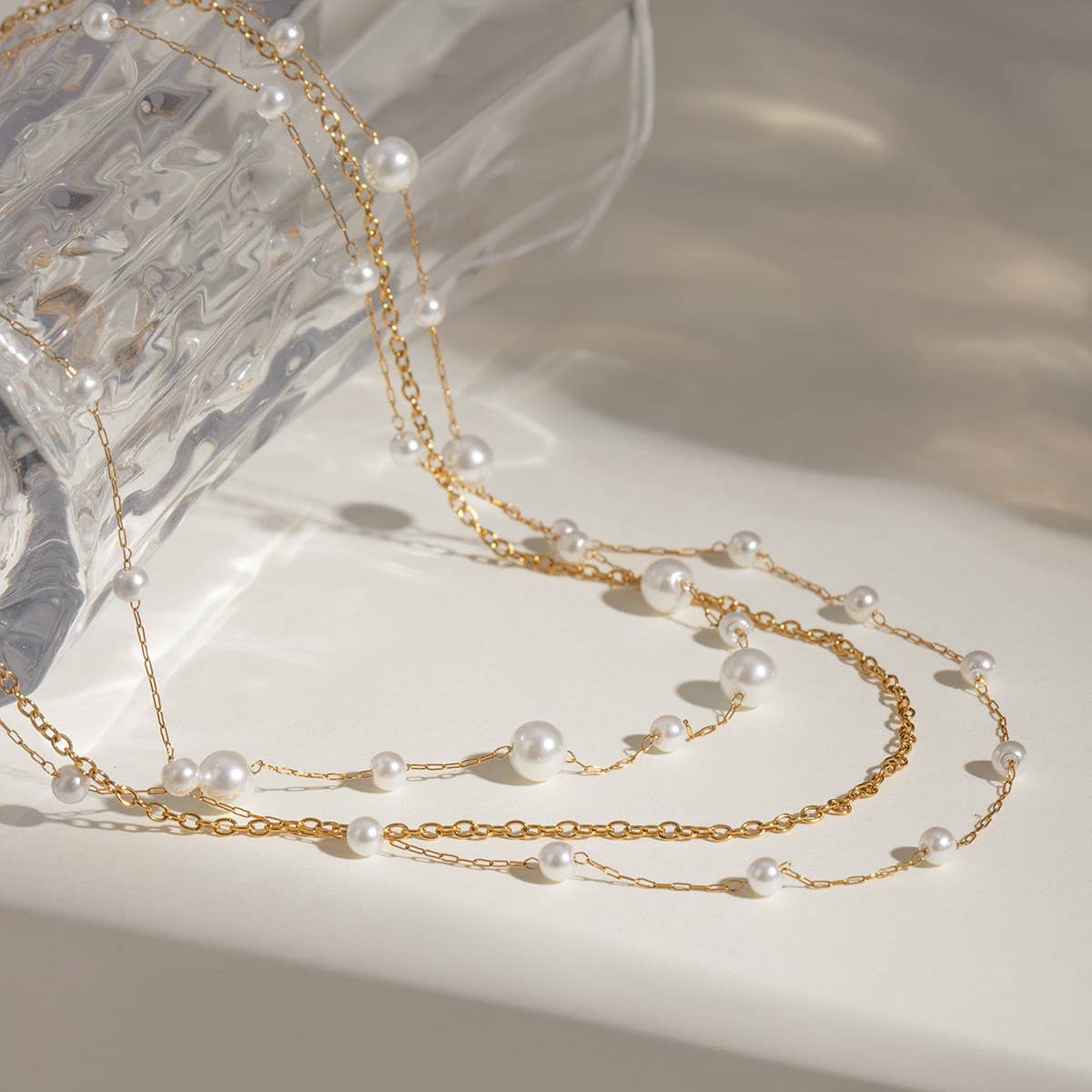 PEARL THREE LAYERED NECKLACE