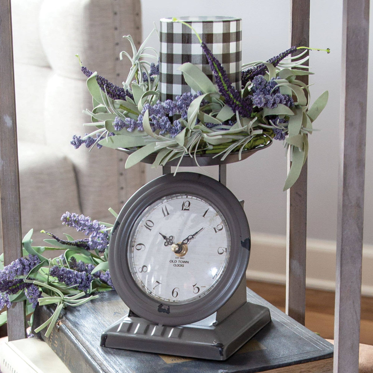 Vintage Dark Gray Old Town Scale Clock