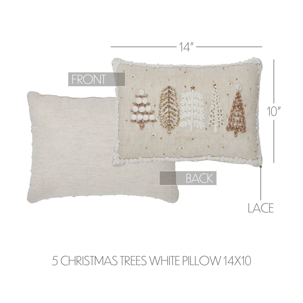 5 Christmas Trees White Throw Pillow