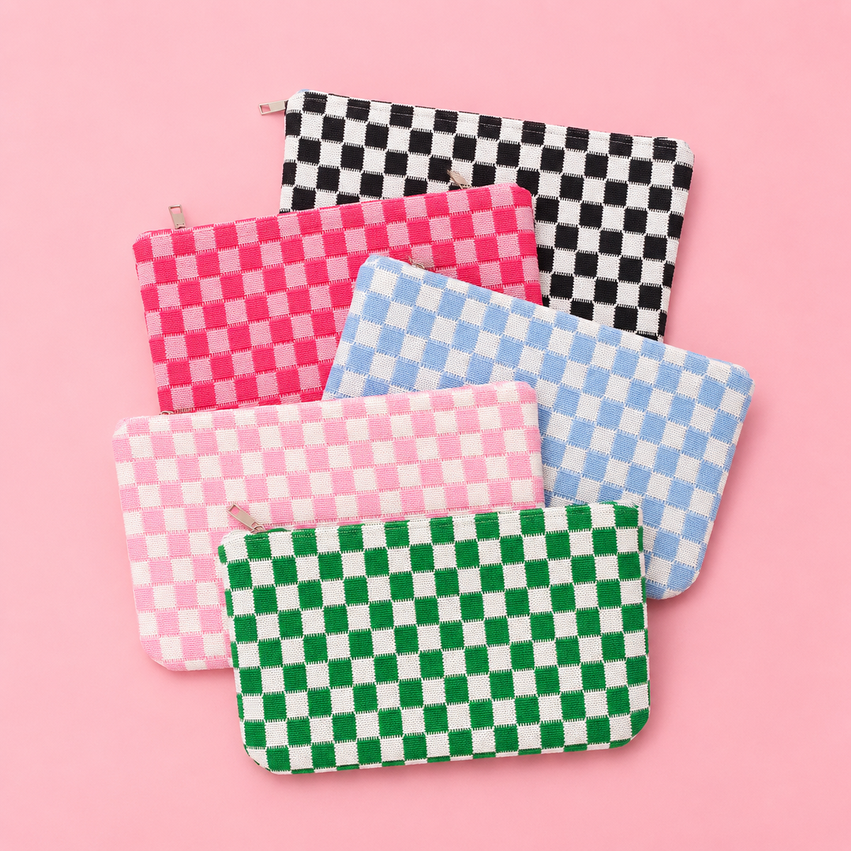 CHECKER MAKEUP COSMETIC POUCH BAG