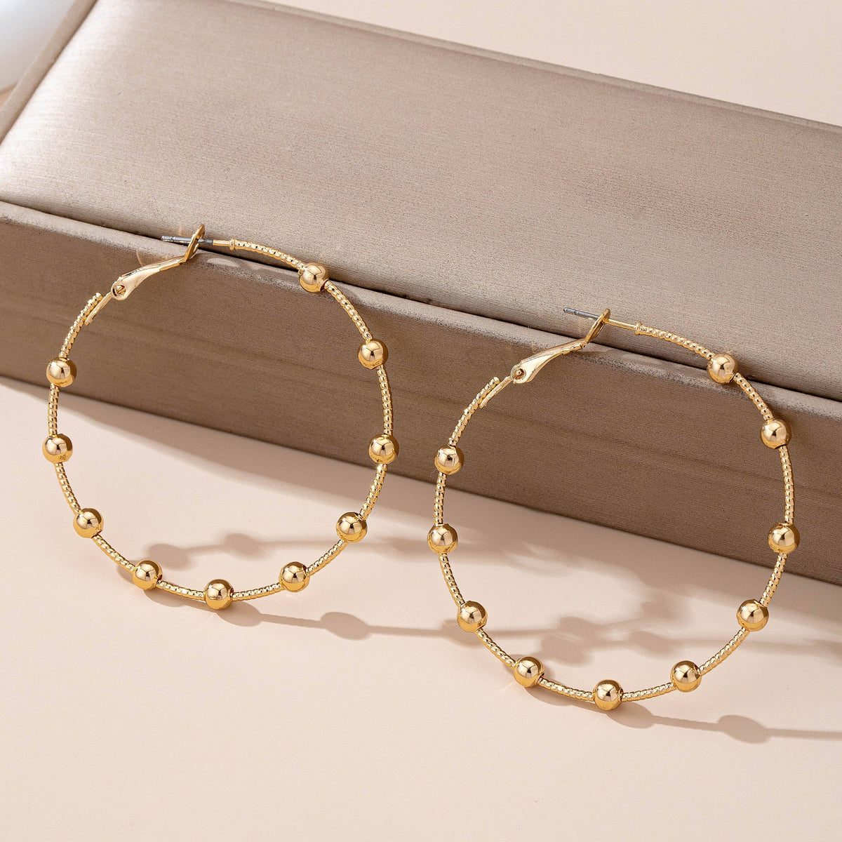 Gold Ball Beaded Hoop Earrings