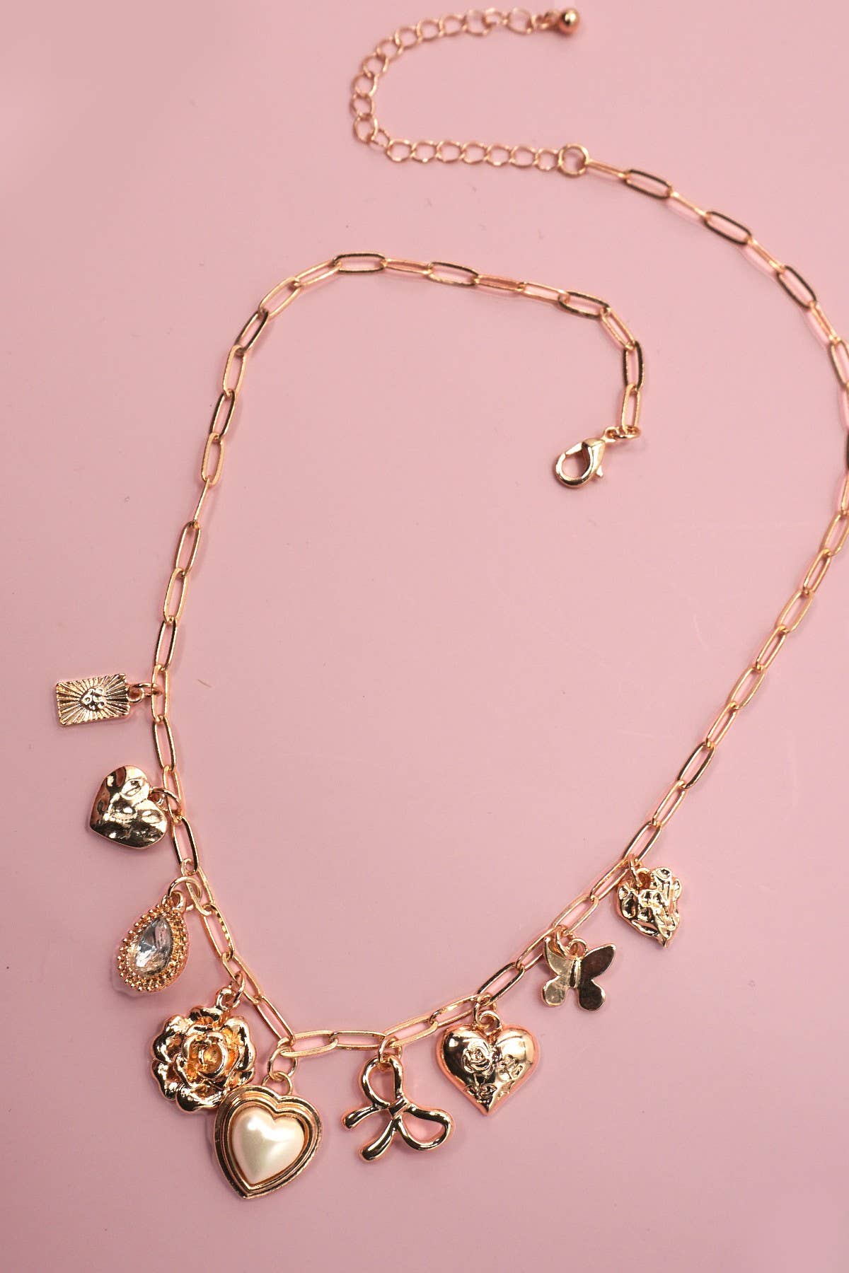 CHARM NECKLACE-BOW HEART