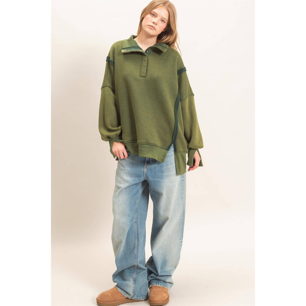 Faded Favorite Snap Collar Pullover