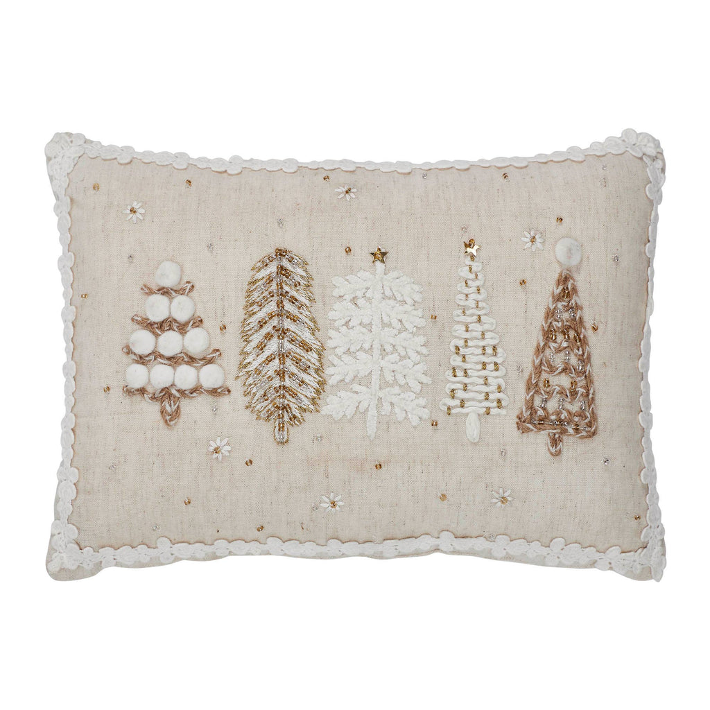 5 Christmas Trees White Throw Pillow