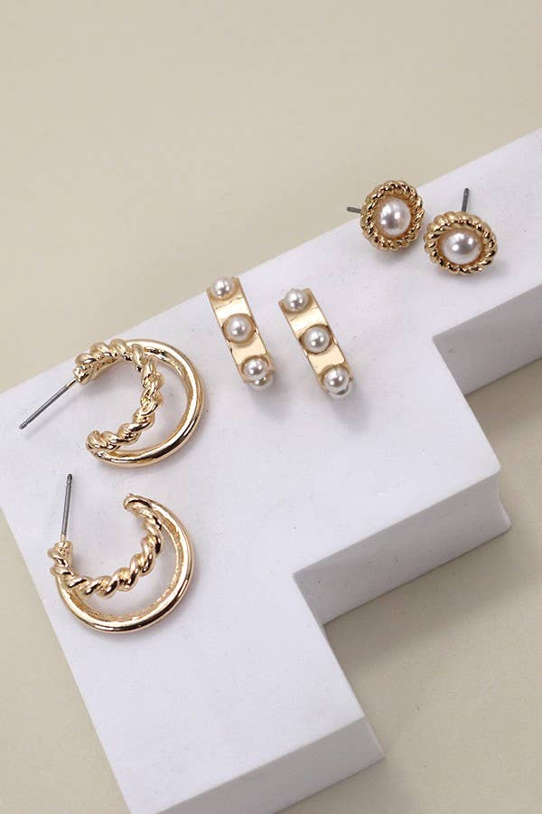 Gold with Pearl Accent Earrings