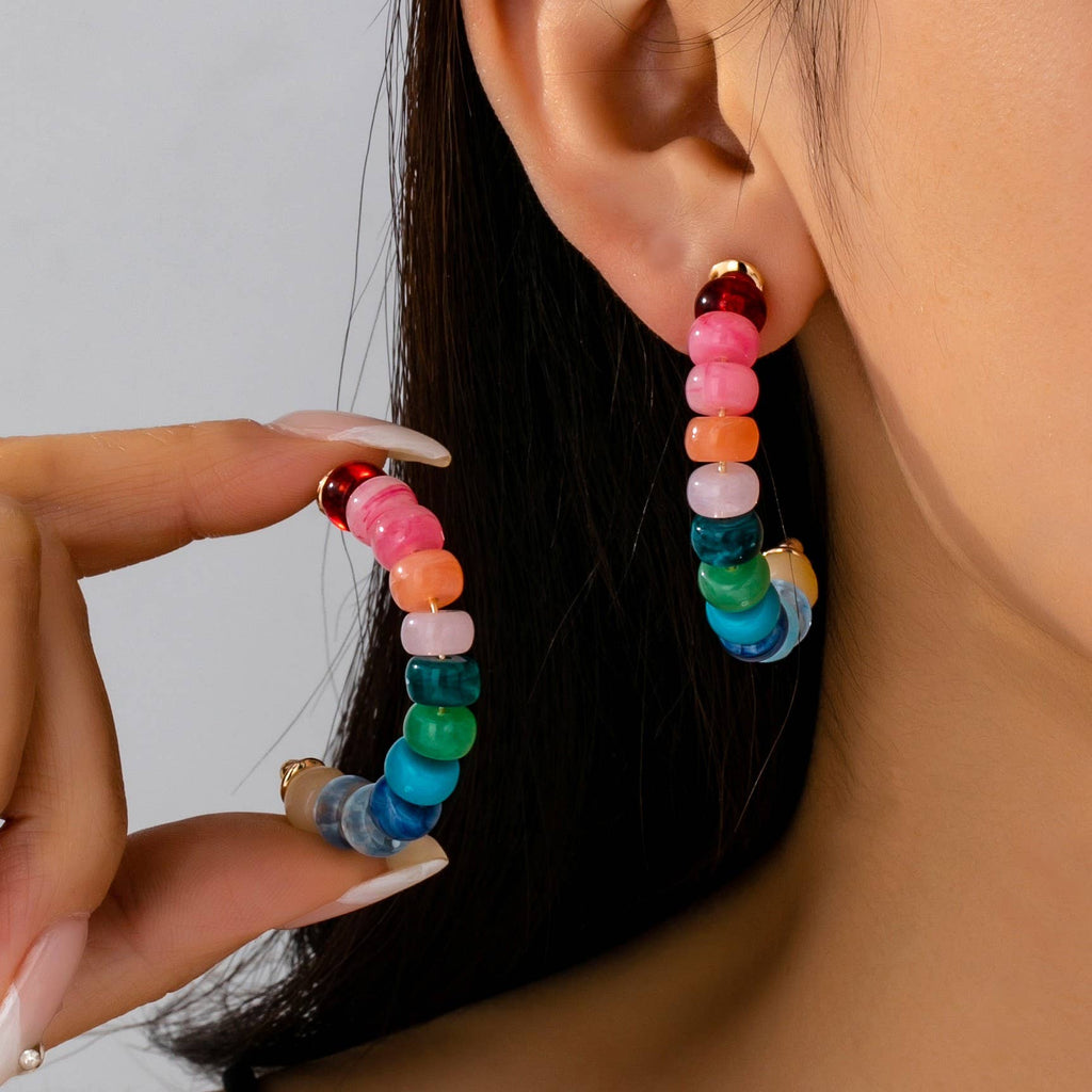 NATURAL STONE Hoop Earrings