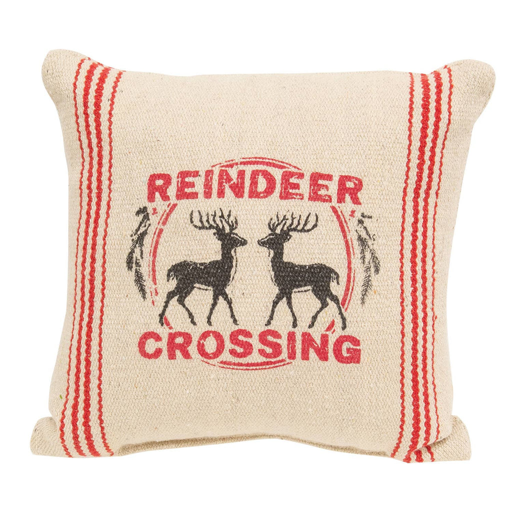 Reindeer Crossing Striped Pillow