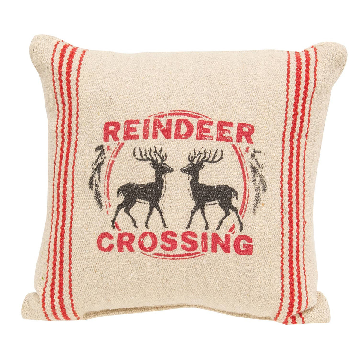 Reindeer Crossing Striped Pillow
