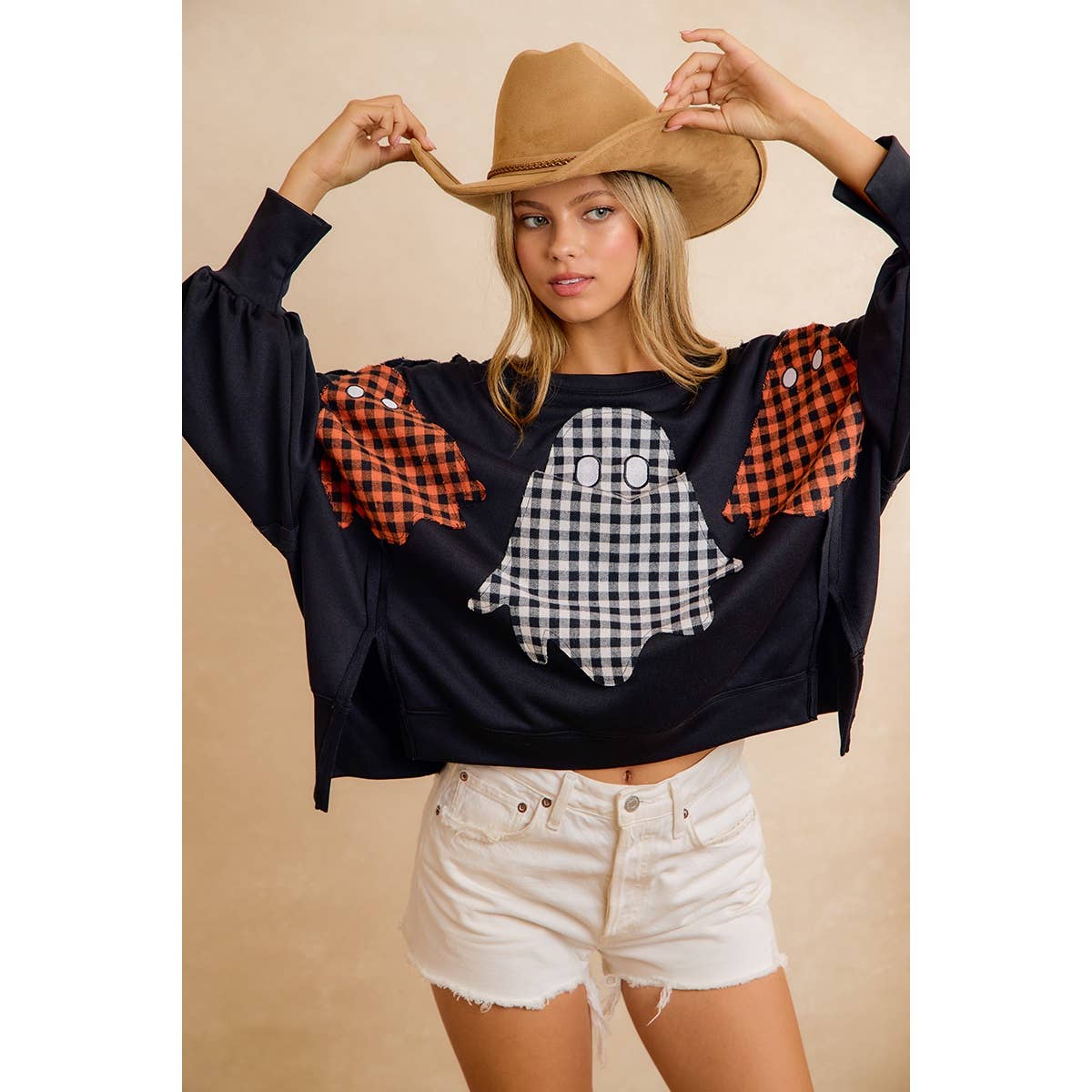 Gingham Boo Crew Crewneck