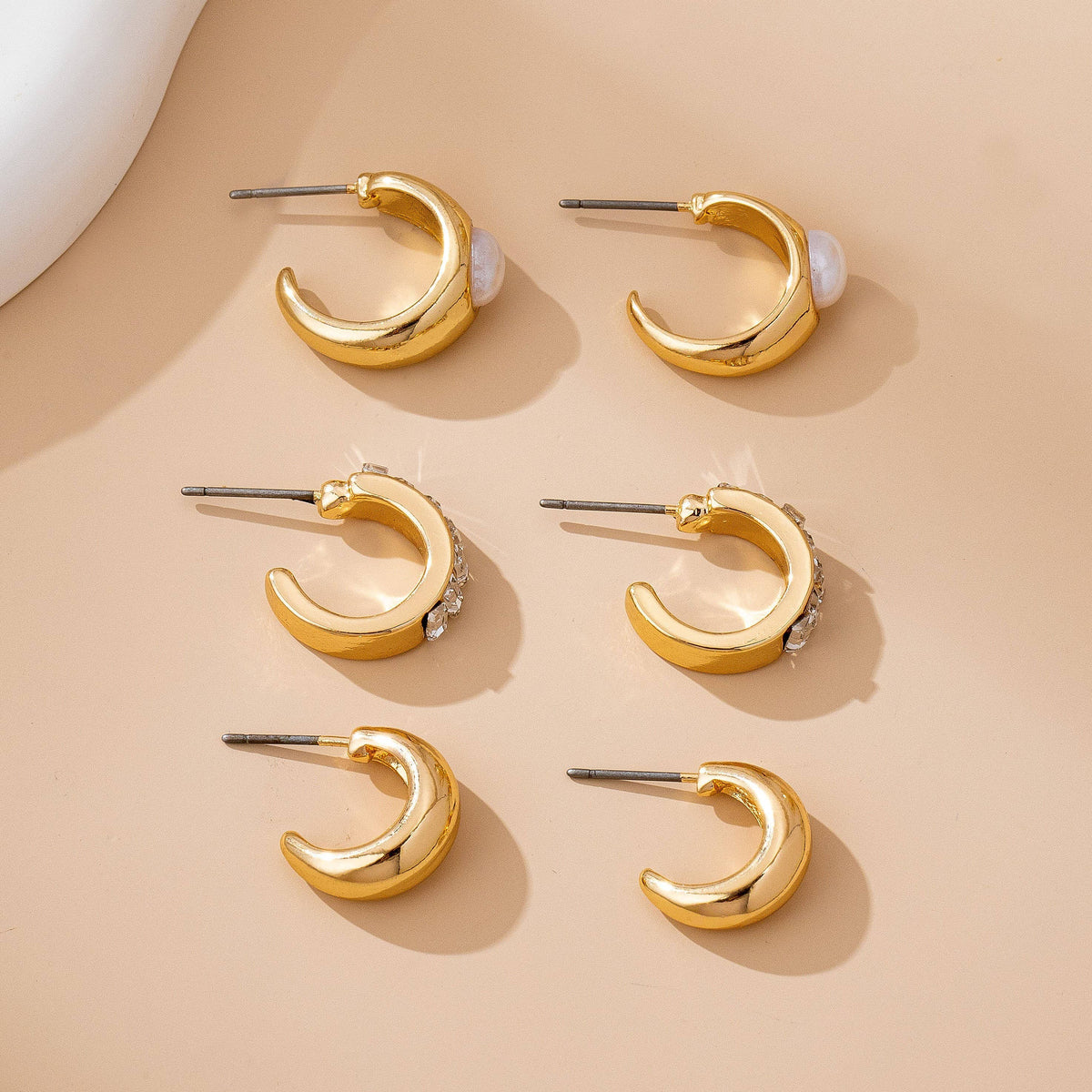 Pearl & Baguette Huggie Hoops